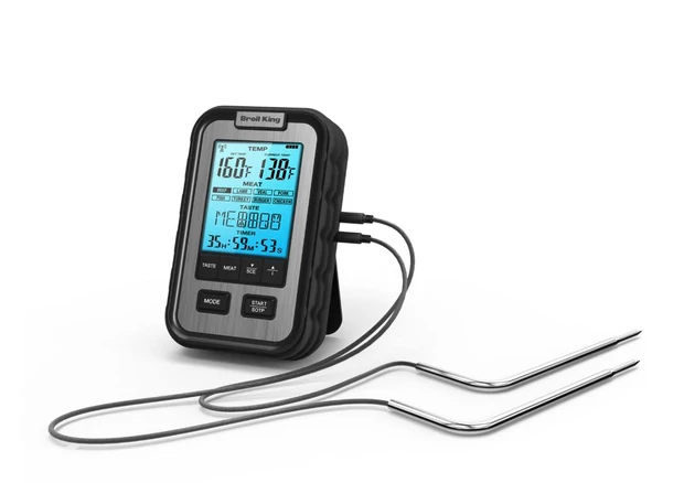 Digitális hús hőmérő -  2 db érzékelővel, kábeles és háttér világítással