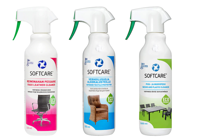 Softcare Spa Selection - Masszázsmedencékhez - Műbőr tisztító 500 ml + Szövetprotektor 500 ml + Műanyag felülettisztító 